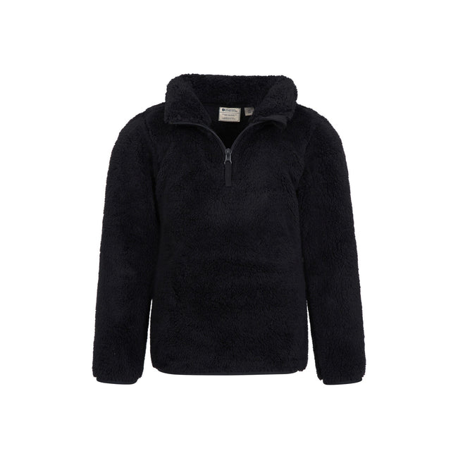 Black - Lifestyle - Mountain Warehouse Childrens-Kids Teddy Half Zip Fleece Top
