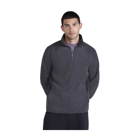 Charcoal - Front - Mountain Warehouse Mens Textured Half Zip Raglan Jumper