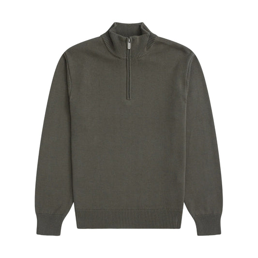 Khaki Green - Front - Animal Mens Ribbed Quarter Zip Jumper