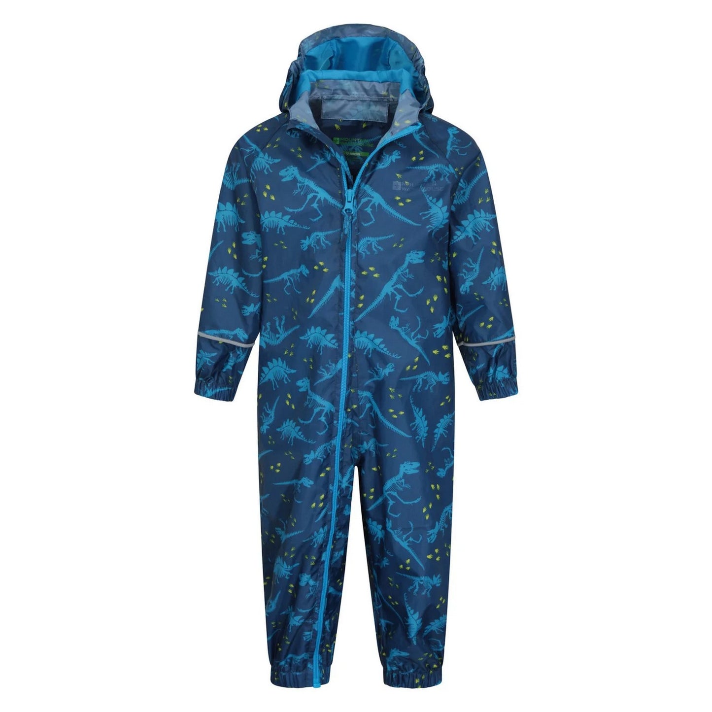 Blue - Pack Shot - Mountain Warehouse Childrens-Kids Puddle Dinosaurs Waterproof Snowsuit