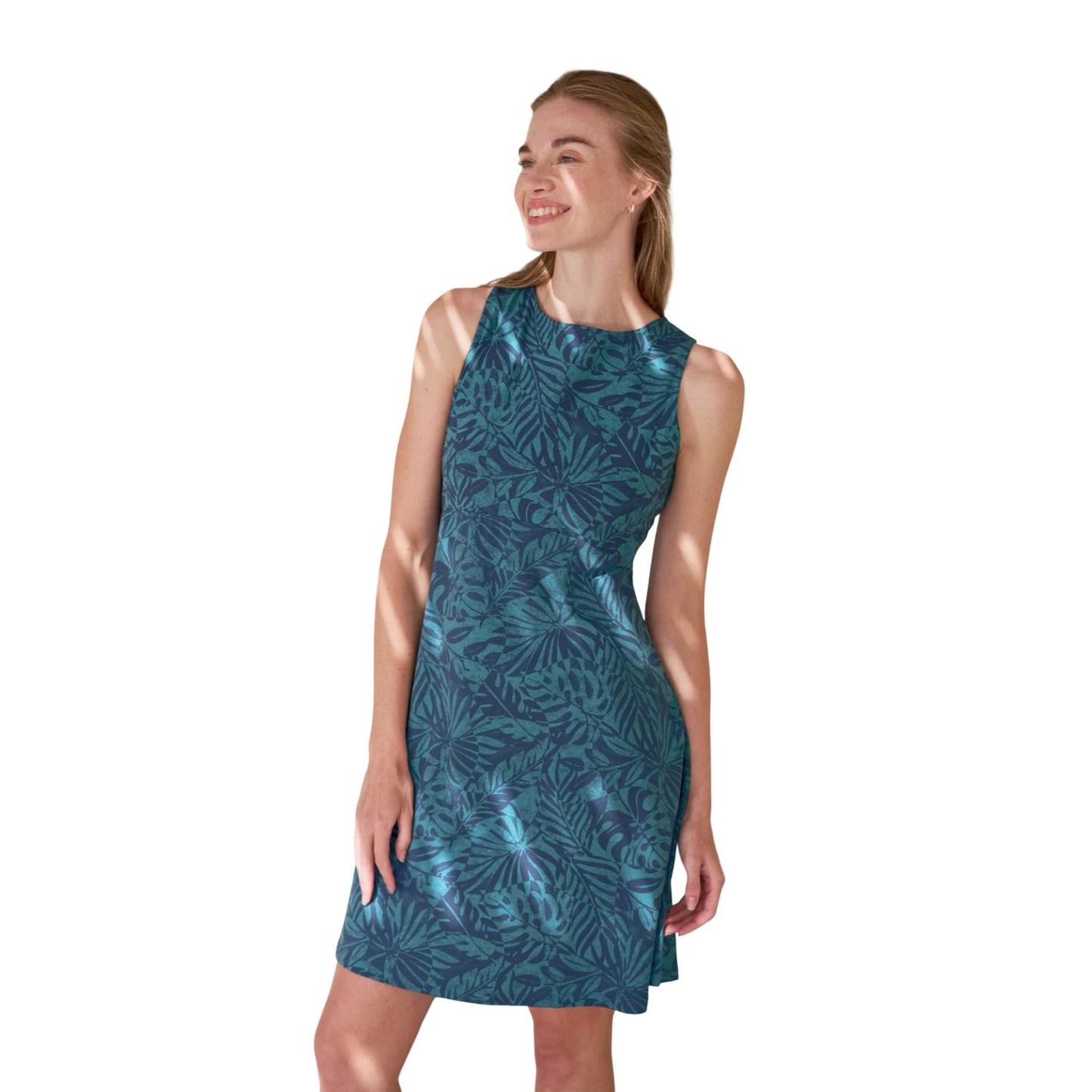 Dark Blue - Back - Mountain Warehouse Womens-Ladies Milos Tropical Leaves Sleeveless Dress