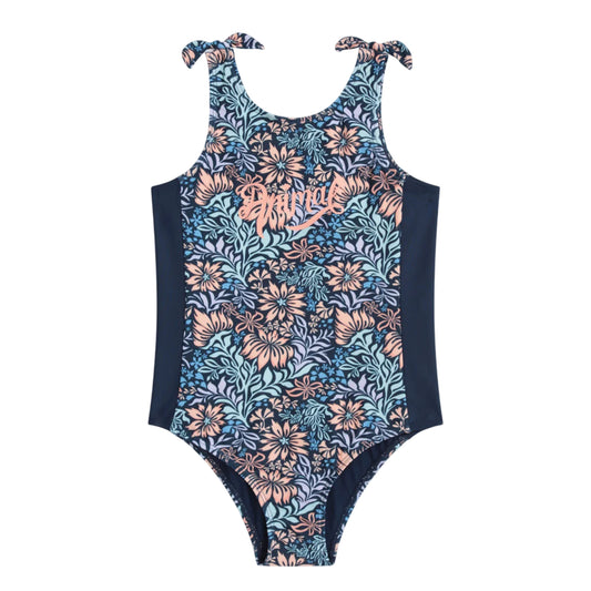 Navy - Front - Animal Childrens-Kids Vacation Floral One Piece Swimsuit