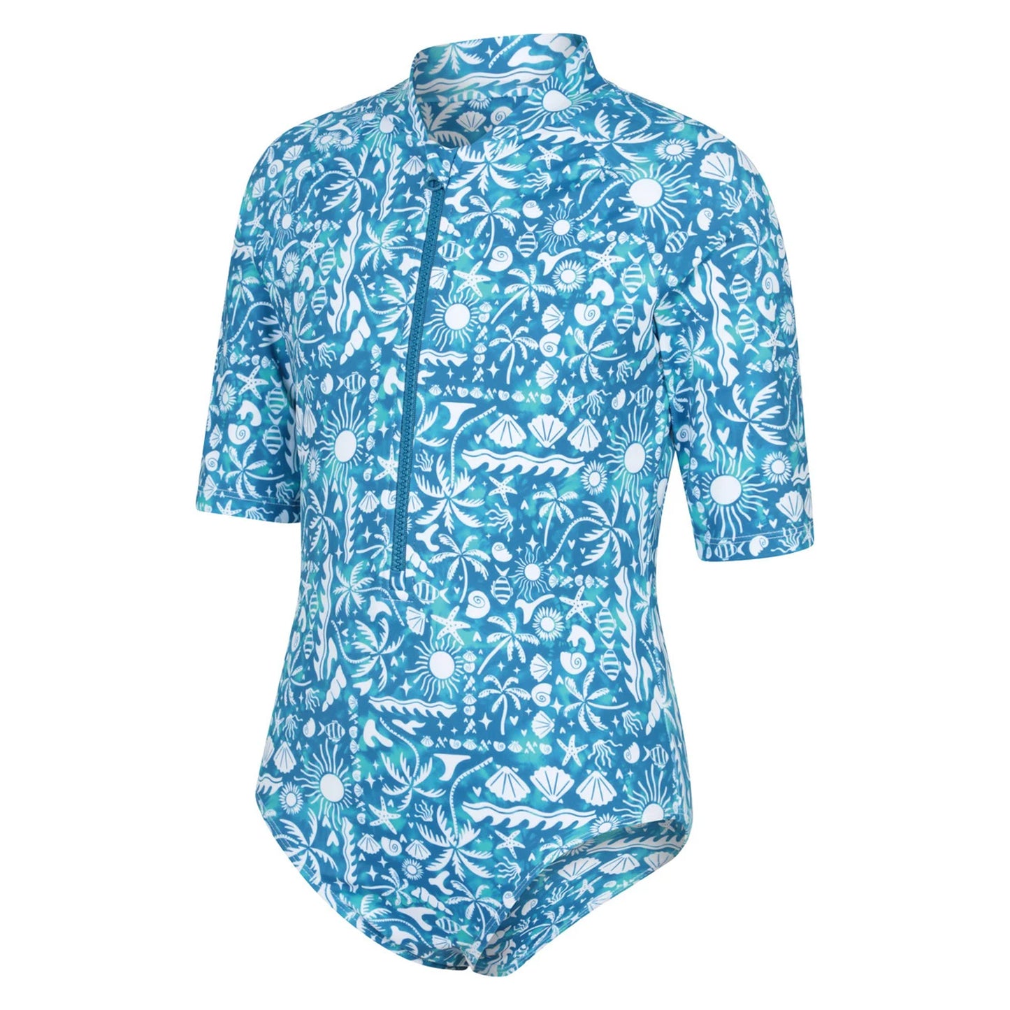 Blue - Side - Mountain Warehouse Childrens-Kids Mira Sealife Rash Guard