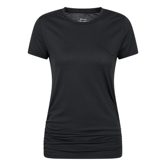Black - Front - Mountain Warehouse Womens-Ladies Active Ruched Longline T-Shirt