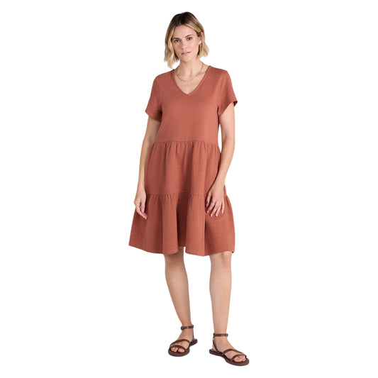 Rust - Front - Animal Womens-Ladies Iris Textured Dress