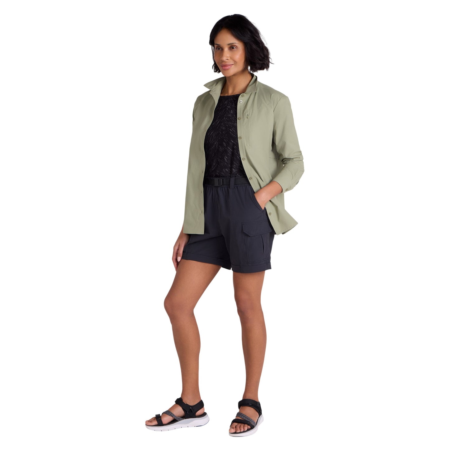 Black - Lifestyle - Mountain Warehouse Womens-Ladies Stellar Ripstop Hiking Cargo Shorts