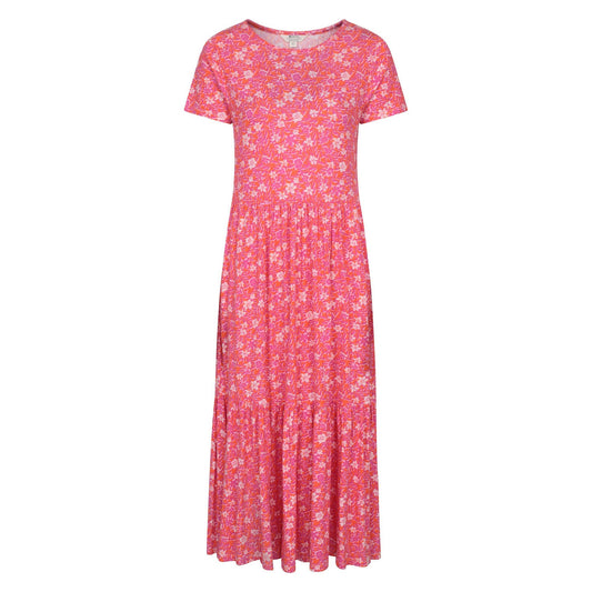 Bright Pink - Front - Mountain Warehouse Womens-Ladies Sardinia Floral Tiered Dress