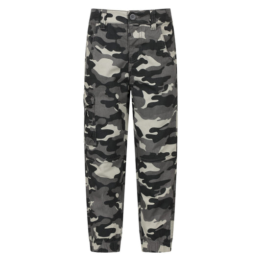 Black - Front - Mountain Warehouse Boys Camo Cargo Trousers