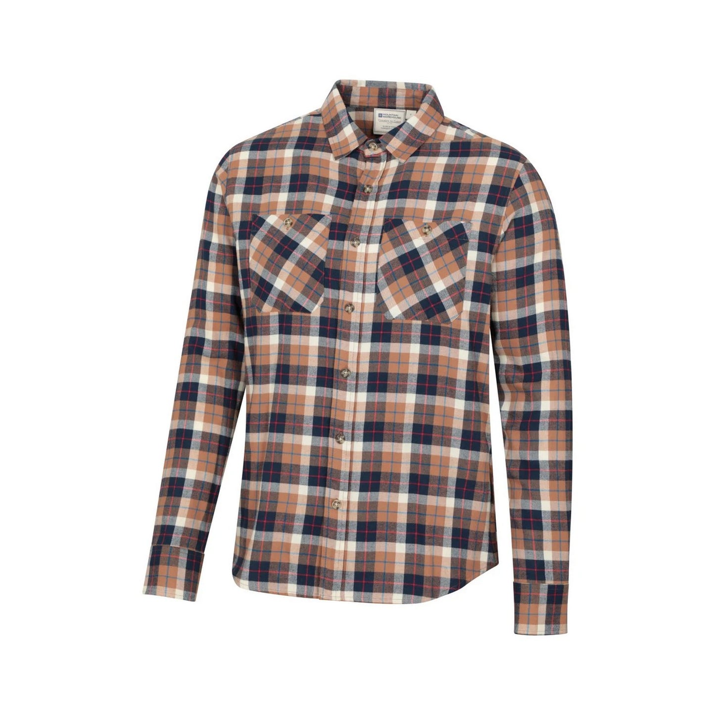 Tan - Side - Mountain Warehouse Mens Maine Flannel Long-Sleeved Shirt