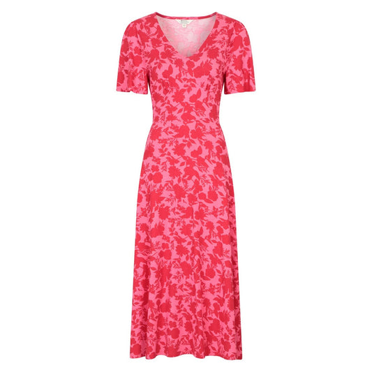 Coral - Front - Mountain Warehouse Womens-Ladies Como Flowers Midi Dress