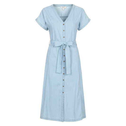 Pale Blue - Front - Mountain Warehouse Womens-Ladies Tulum Denim Tie Belt Dress