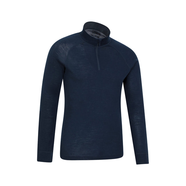 Navy - Back - Mountain Warehouse Mens Merino II Base Layer Top
