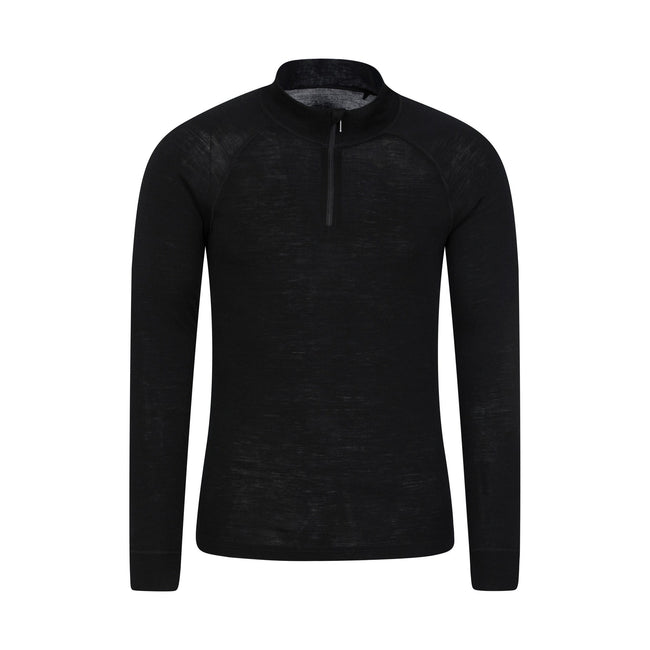 Black - Front - Mountain Warehouse Mens Merino II Base Layer Top