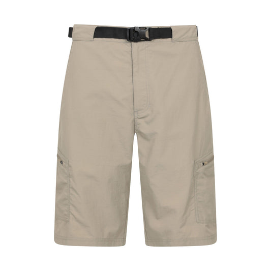Beige - Front - Mountain Warehouse Mens Saunter Belted Cargo Shorts