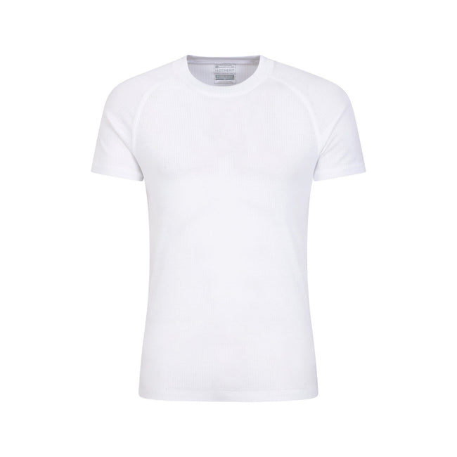 White - Front - Mountain Warehouse Mens Talus Round Neck Short-Sleeved Thermal Top