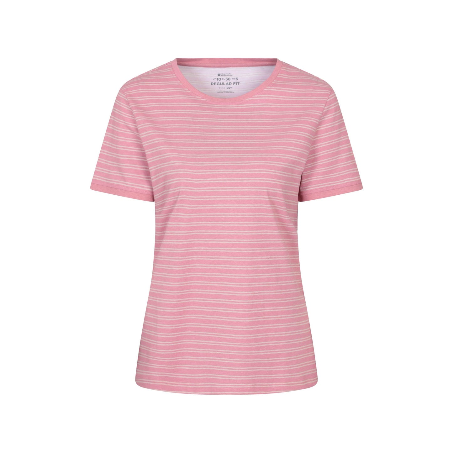 Light Pink - Front - Mountain Warehouse Womens-Ladies Contrast Striped Ribbed T-Shirt
