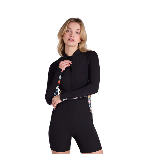 Black - Front - Animal Womens-Ladies Soleil Wetsuit