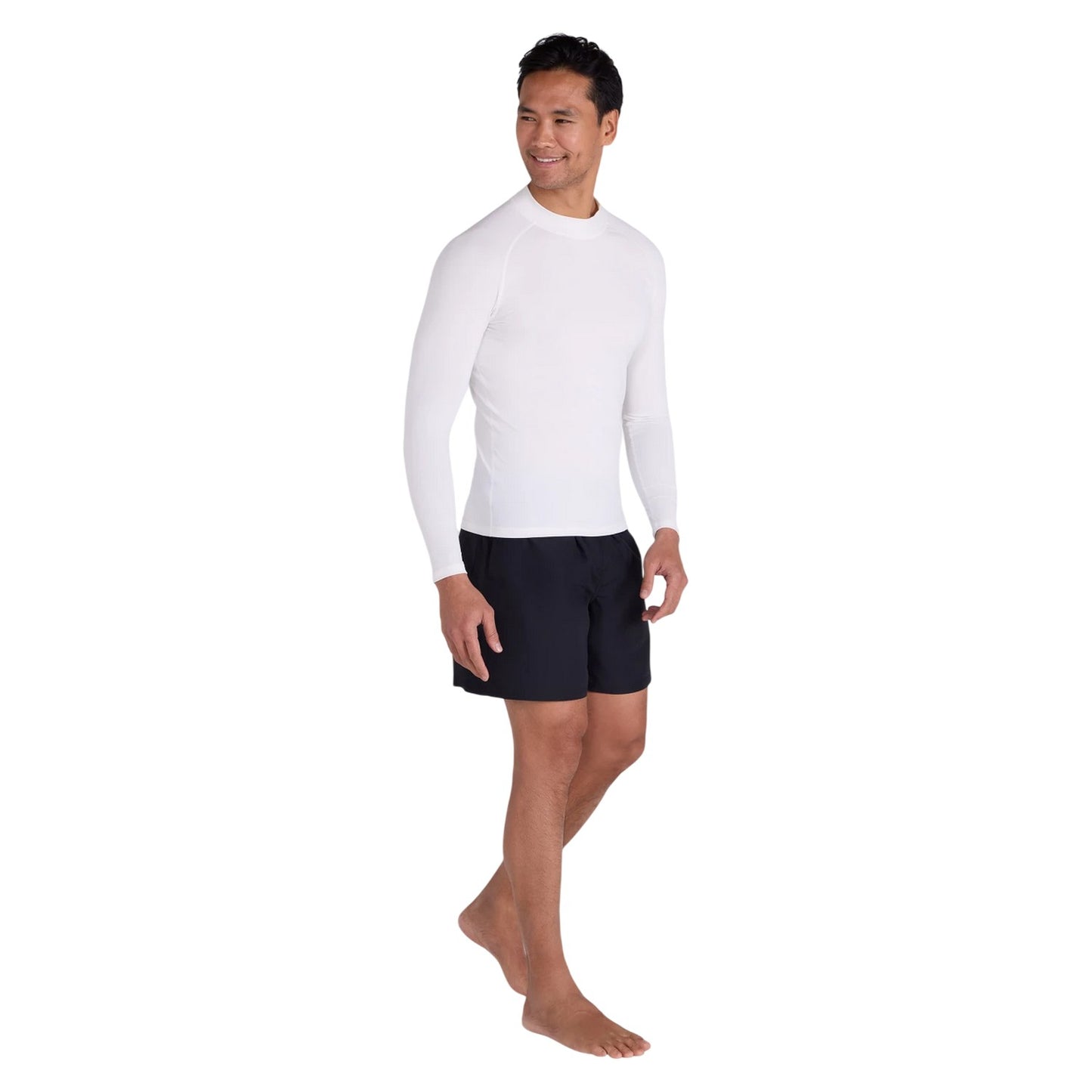 White - Close up - Mountain Warehouse Mens Plain Long-Sleeved Rash Top