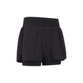 Black - Side - Mountain Warehouse Womens-Ladies Double Layered Running Shorts