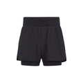 Black - Front - Mountain Warehouse Womens-Ladies Double Layered Running Shorts