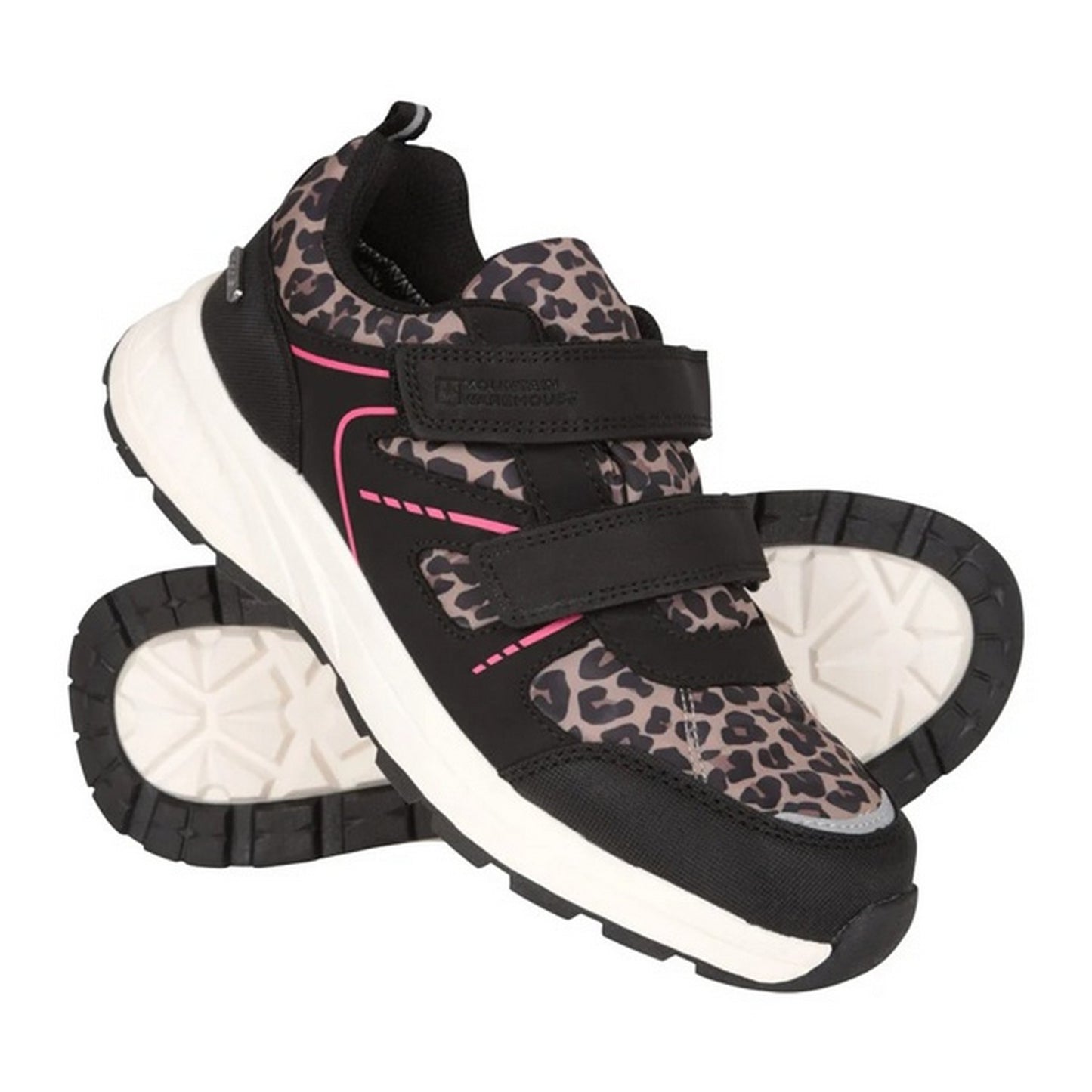 Pink - Close up - Mountain Warehouse Childrens-Kids Jupiter Adaptive Leopard Waterproof Trainers