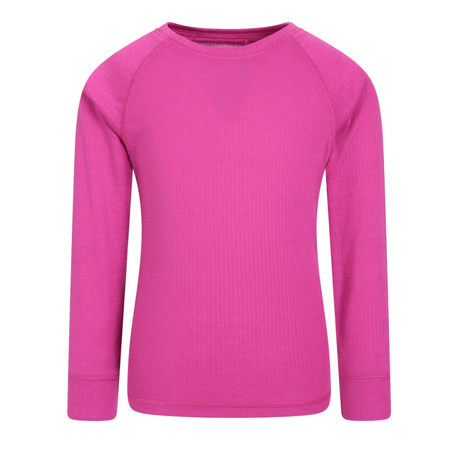 Pink - Front - Mountain Warehouse Childrens-Kids Talus Round Neck Base Layer Top