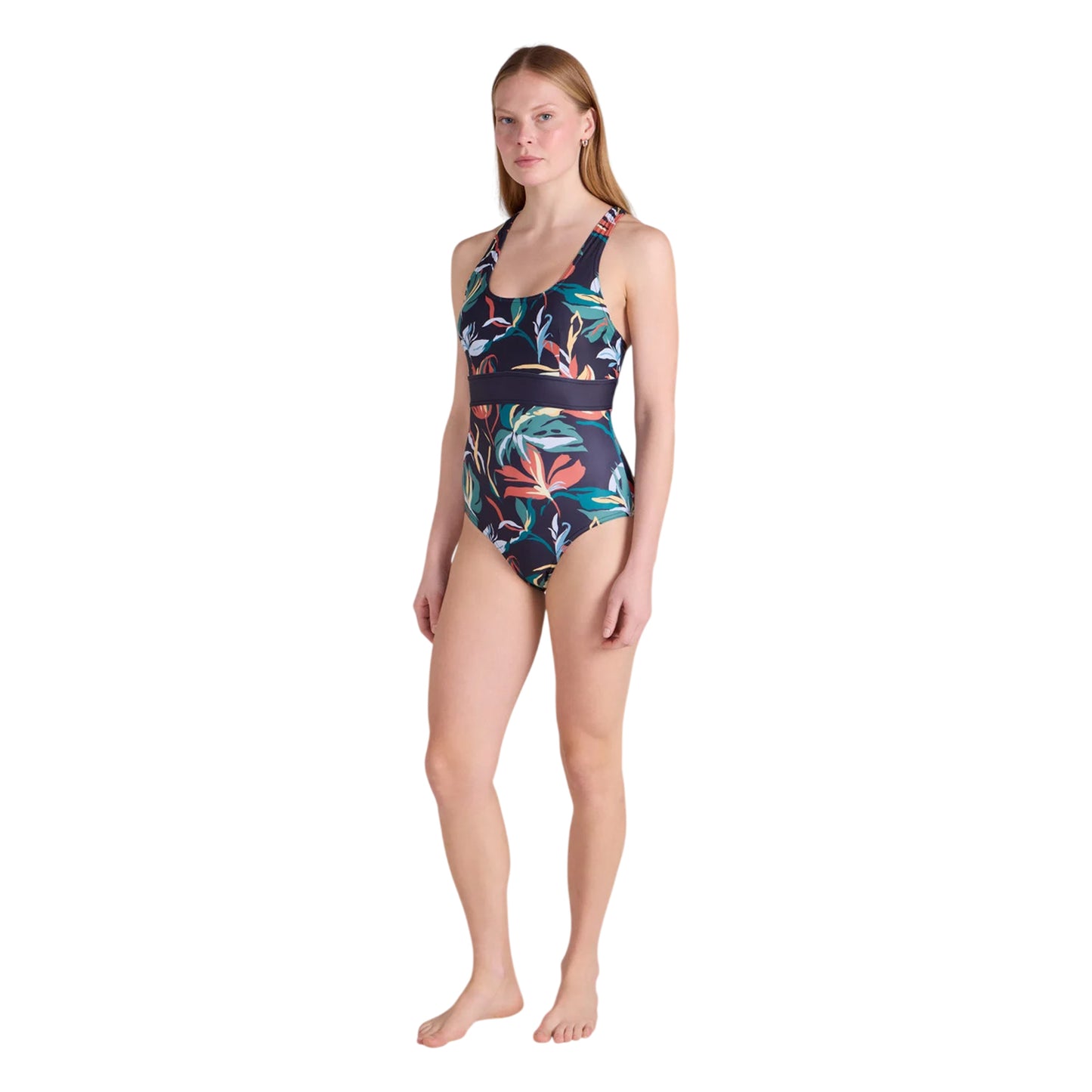 Teal - Close up - Mountain Warehouse Womens-Ladies Yamba Flowers One Piece Swimsuit