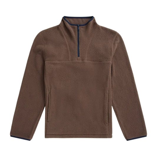 Brown - Front - Animal Mens Alfie Contrast Detail Borg Half Zip Fleece Top