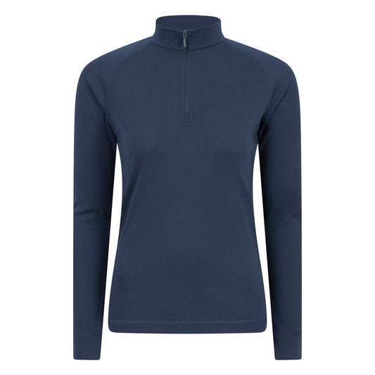 Navy - Front - Mountain Warehouse Womens-Ladies Talus Zip Neck Long-Sleeved Thermal Top