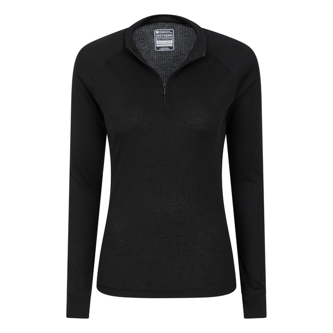 Black - Lifestyle - Mountain Warehouse Womens-Ladies Talus Zip Neck Long-Sleeved Thermal Top