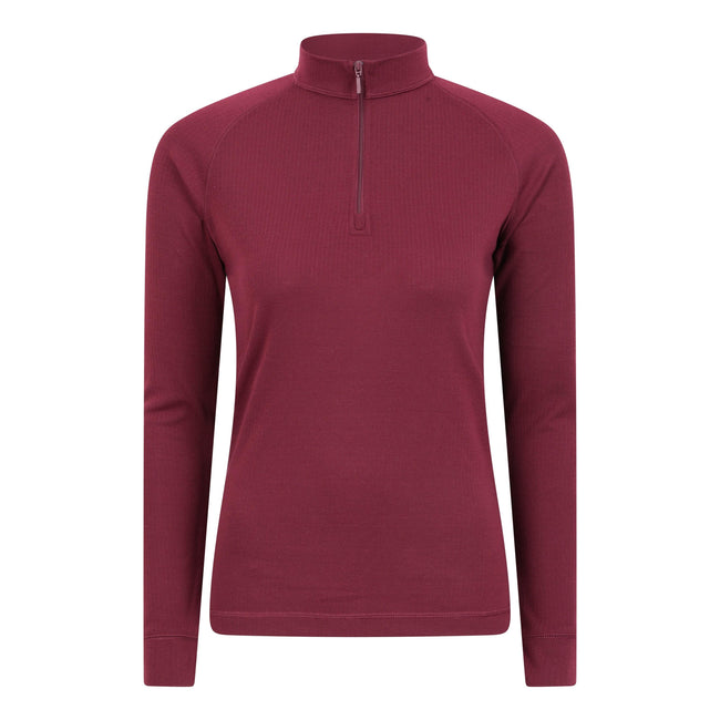 Pink - Front - Mountain Warehouse Womens-Ladies Talus Zip Neck Long-Sleeved Thermal Top