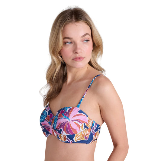 Purple - Front - Animal Womens-Ladies Docks Flowers Bandeau Bikini Top