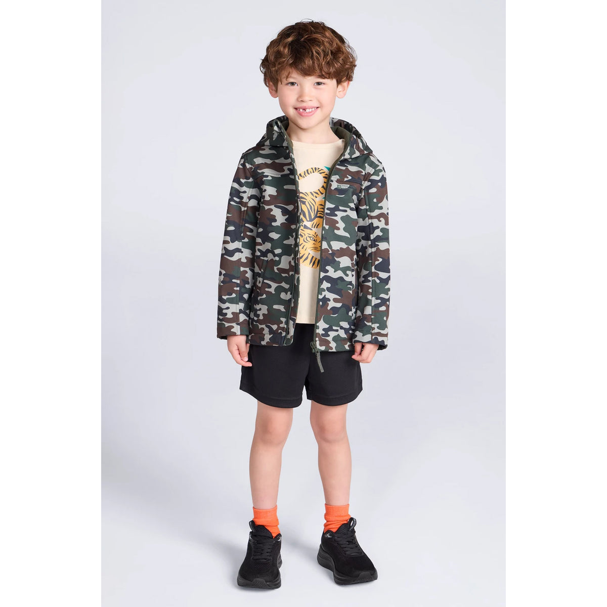 Tan - Close up - Mountain Warehouse Childrens-Kids Exodus Soft Shell Jacket