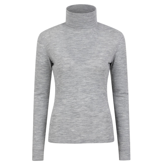 Light Grey - Front - Mountain Warehouse Womens-Ladies Merino Wool Roll Neck Base Layer Top