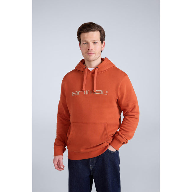 Rust - Front - Animal Mens Driver Logo Organic Hoodie
