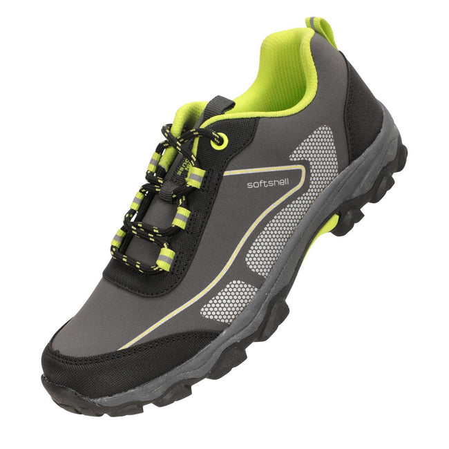 Bright Green - Back - Mountain Warehouse Childrens-Kids Softshell Walking Shoes