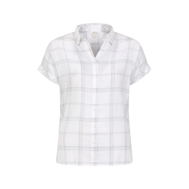 Light Grey - Front - Mountain Warehouse Womens-Ladies Palm Checked Relaxed Fit Shirt