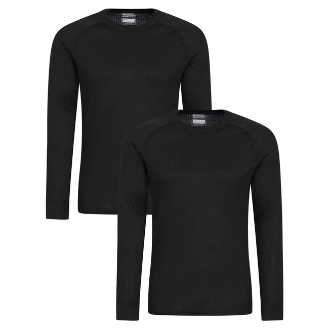 Black - Front - Mountain Warehouse Mens Talus Base Layer Top (Pack of 2)
