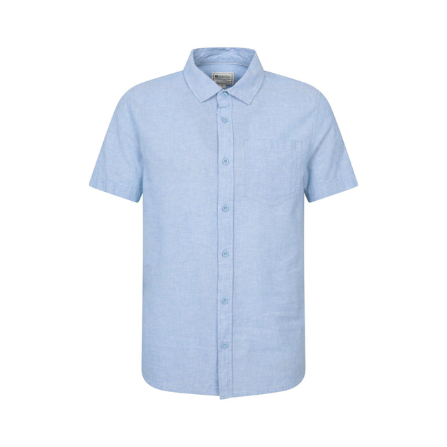 Blue - Front - Mountain Warehouse Mens Lowe Linen Blend Shirt