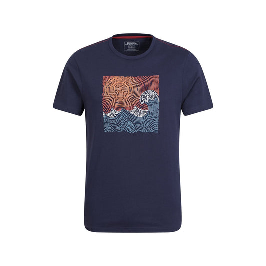 Navy - Front - Mountain Warehouse Mens Tidal Wave Organic Cotton T-Shirt