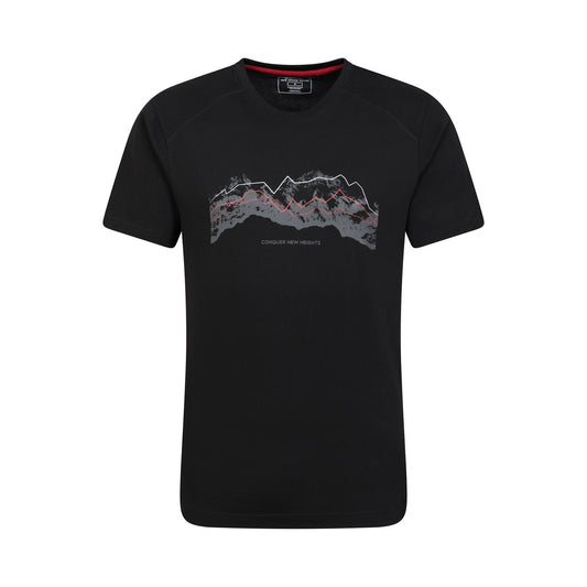 Black - Front - Mountain Warehouse Mens Tech Mountains Organic T-Shirt