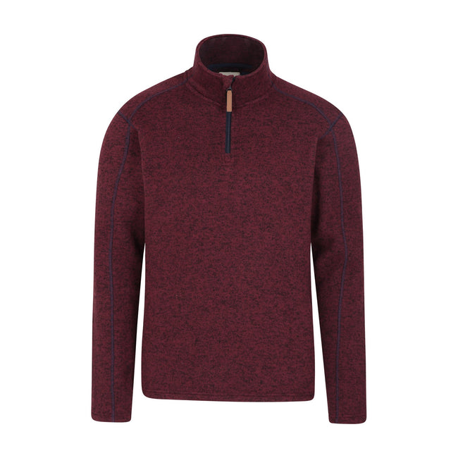 Dark Red - Front - Mountain Warehouse Mens Idris II Half Zip Fleece Top