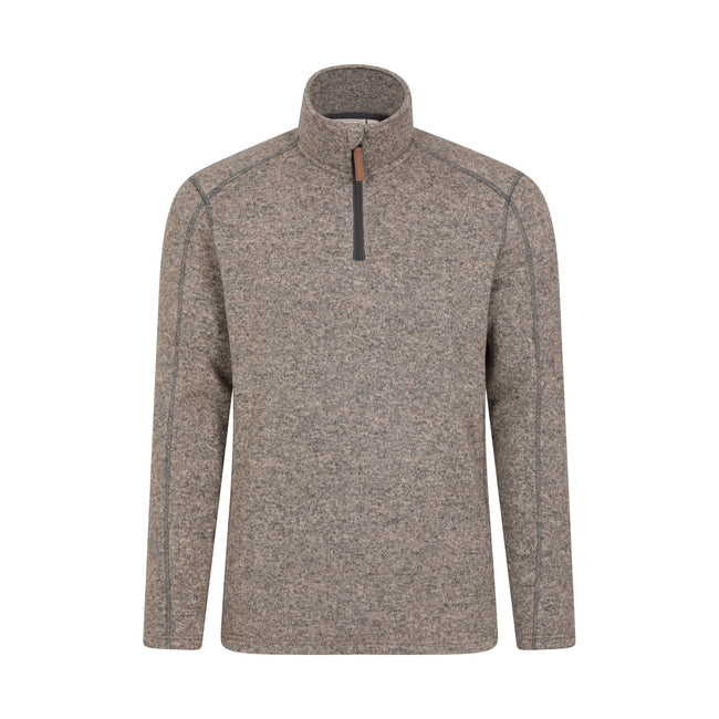 Beige - Front - Mountain Warehouse Mens Idris II Half Zip Fleece Top