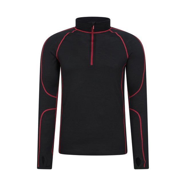Red - Front - Mountain Warehouse Mens Asgard III Merino Wool Thermal Top