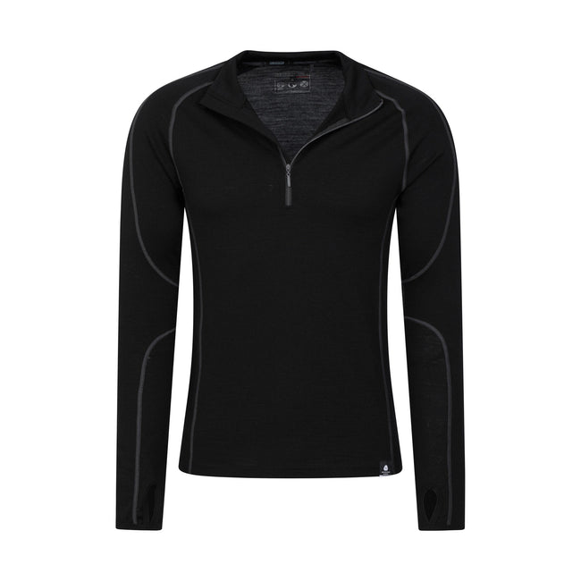Black - Lifestyle - Mountain Warehouse Mens Asgard III Merino Wool Thermal Top