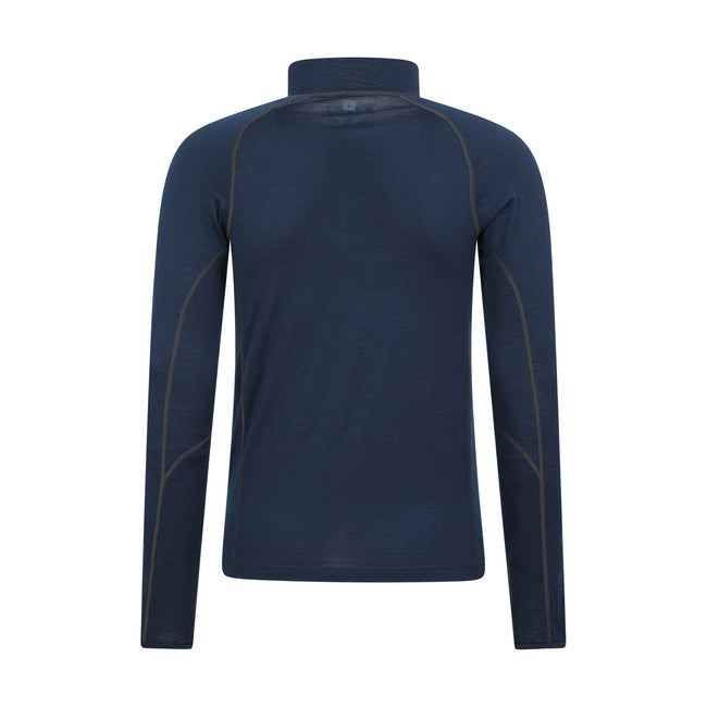 Dark Blue - Back - Mountain Warehouse Mens Asgard III Merino Wool Thermal Top