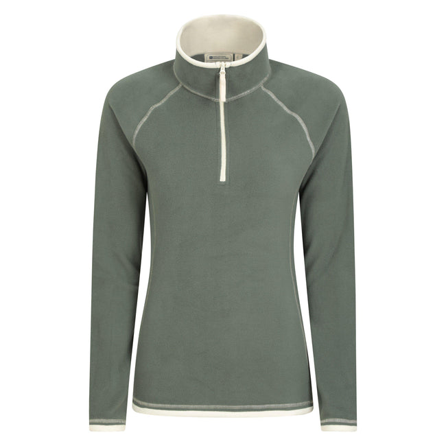 Dark Green - Front - Mountain Warehouse Womens-Ladies Montana Half Zip Fleece Top