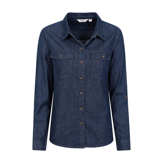 Blue - Pack Shot - Mountain Warehouse Womens-Ladies Darla Denim Shirt