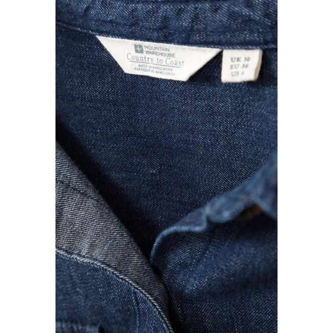 Blue - Close up - Mountain Warehouse Womens-Ladies Darla Denim Shirt