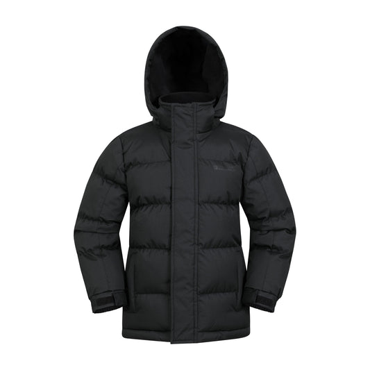 Jet Black - Front - Mountain Warehouse Childrens-Kids Snow II Water Resistant Padded Jacket